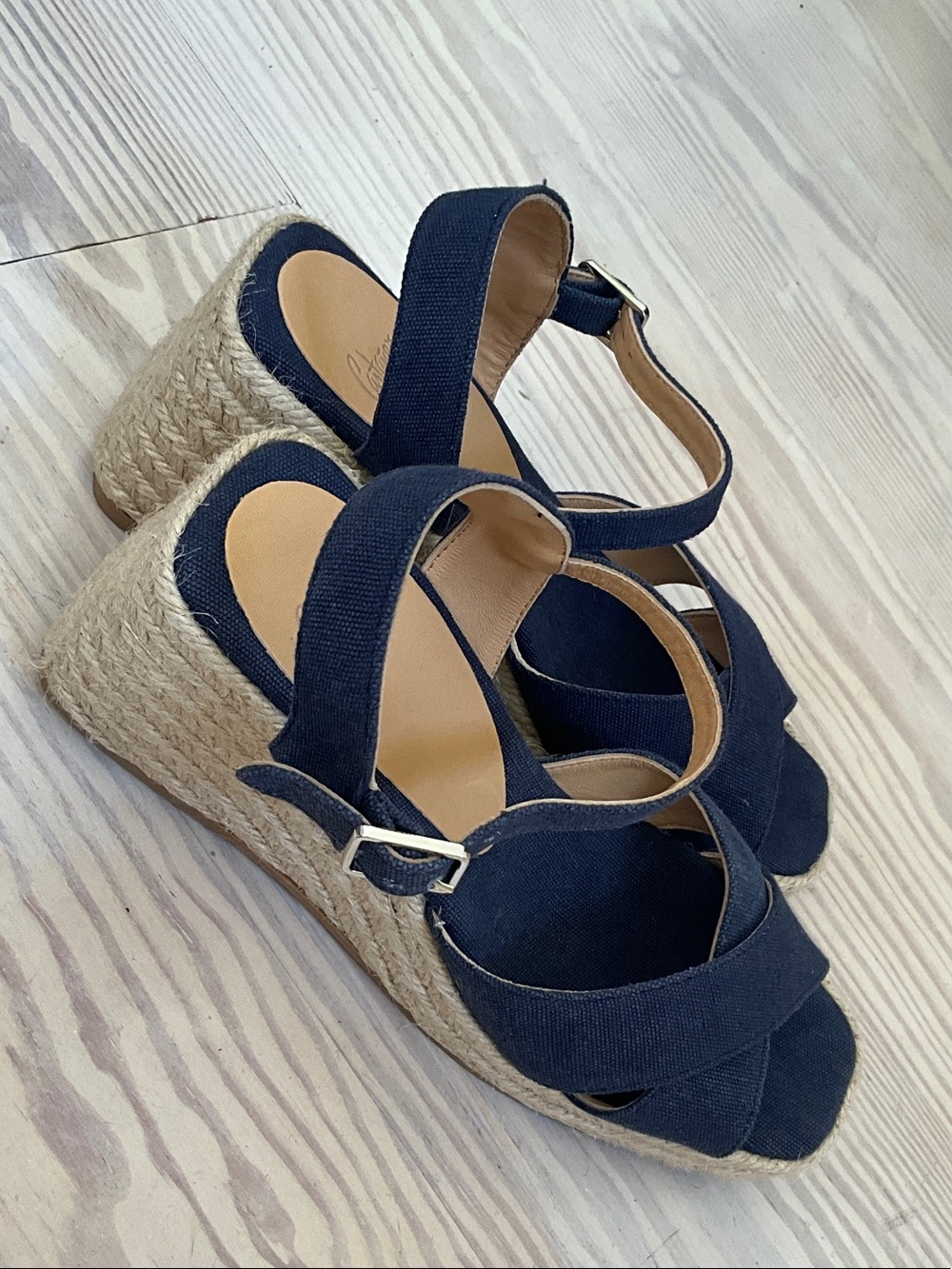 Castaner Navy Canvas Espadrille Wedge Sandals